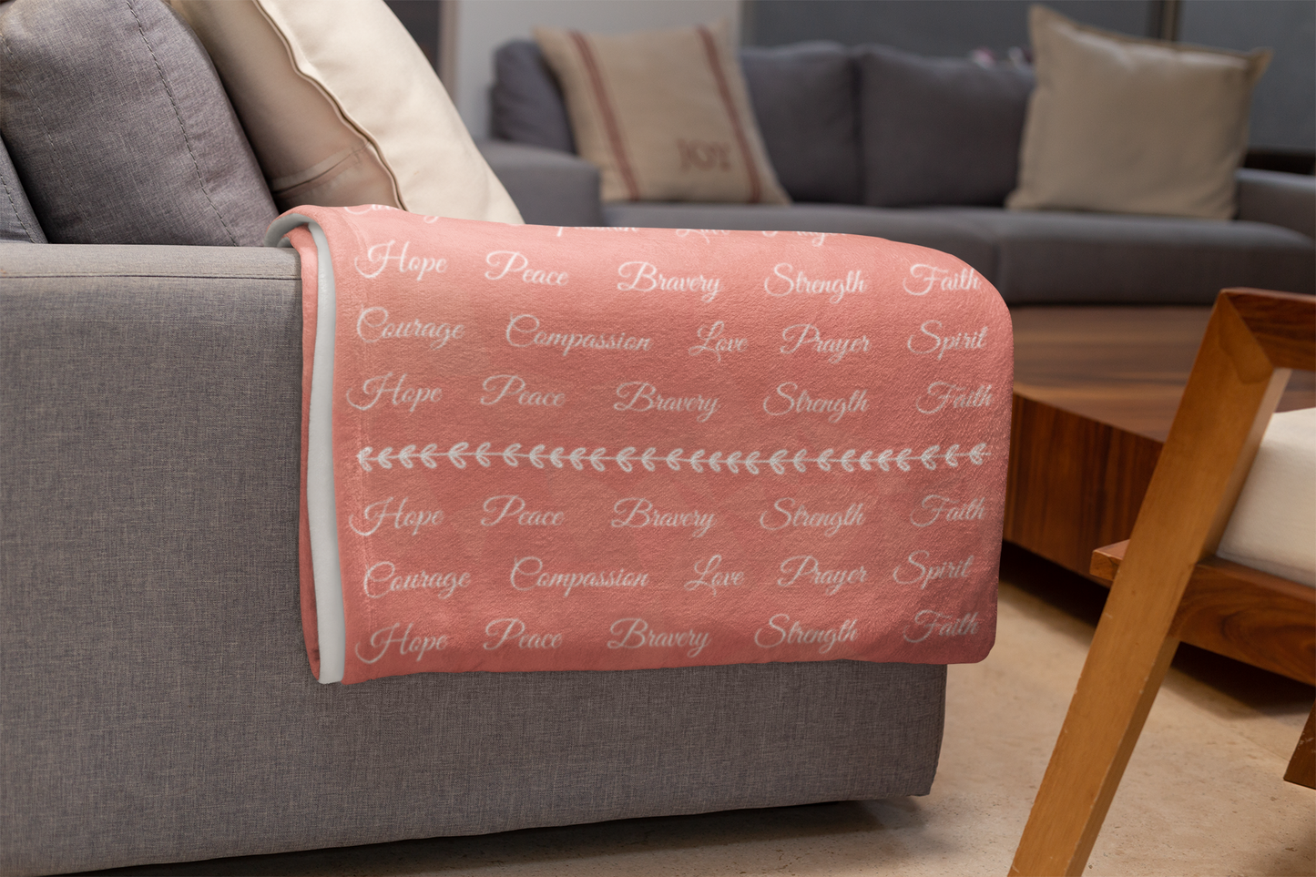 Love Courage | Ultra Soft Micro Fleece Fabric Blanket | Encouraging and Inspirational | Pumpkin