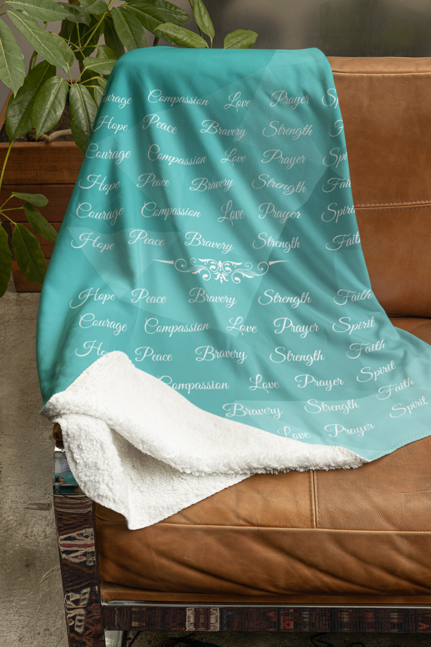 Love Courage | Ultra Soft and Thick Premium Mink Sherpa Blanket | Green