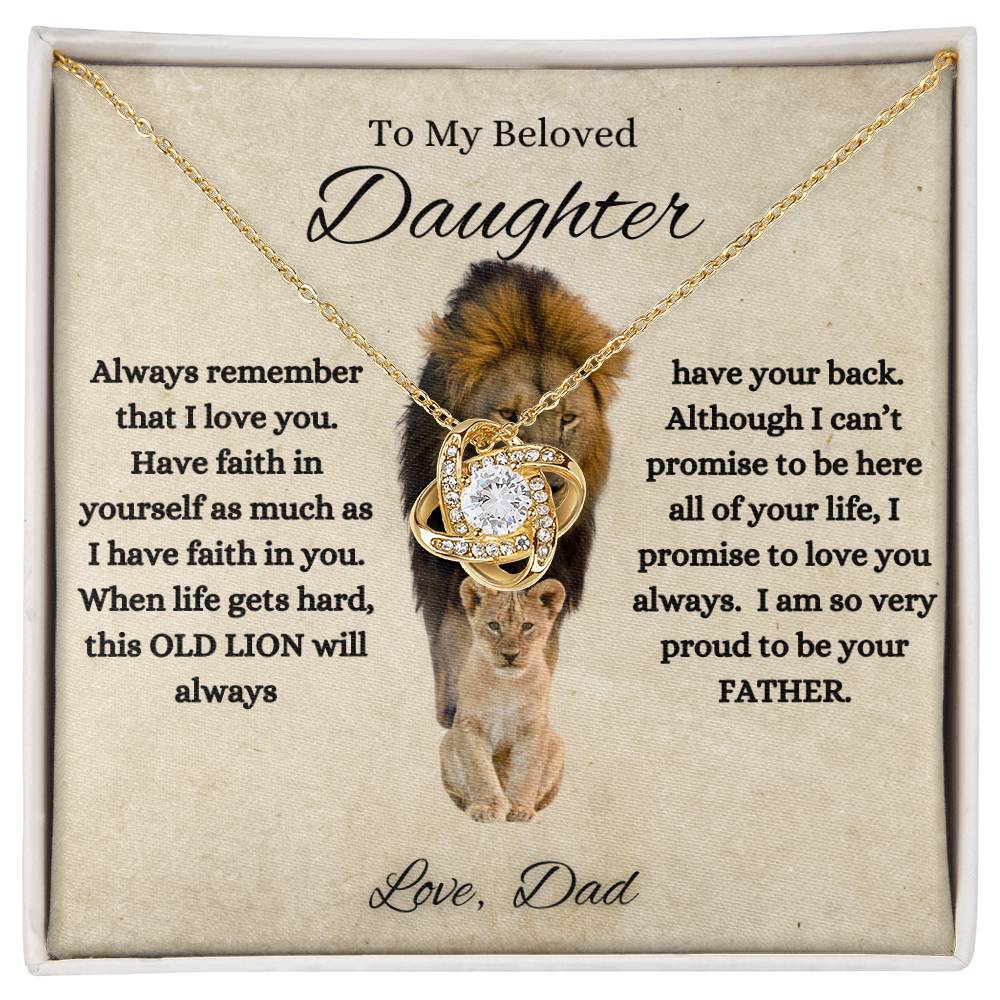To My Beloved Daughter | Love Dad | Love Knot Necklace