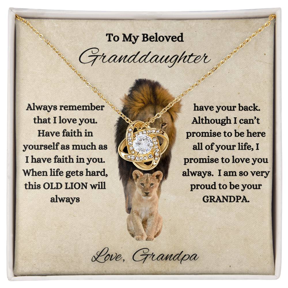 To My Beloved Granddaughter | Love Grandpa | Love Knot Necklace