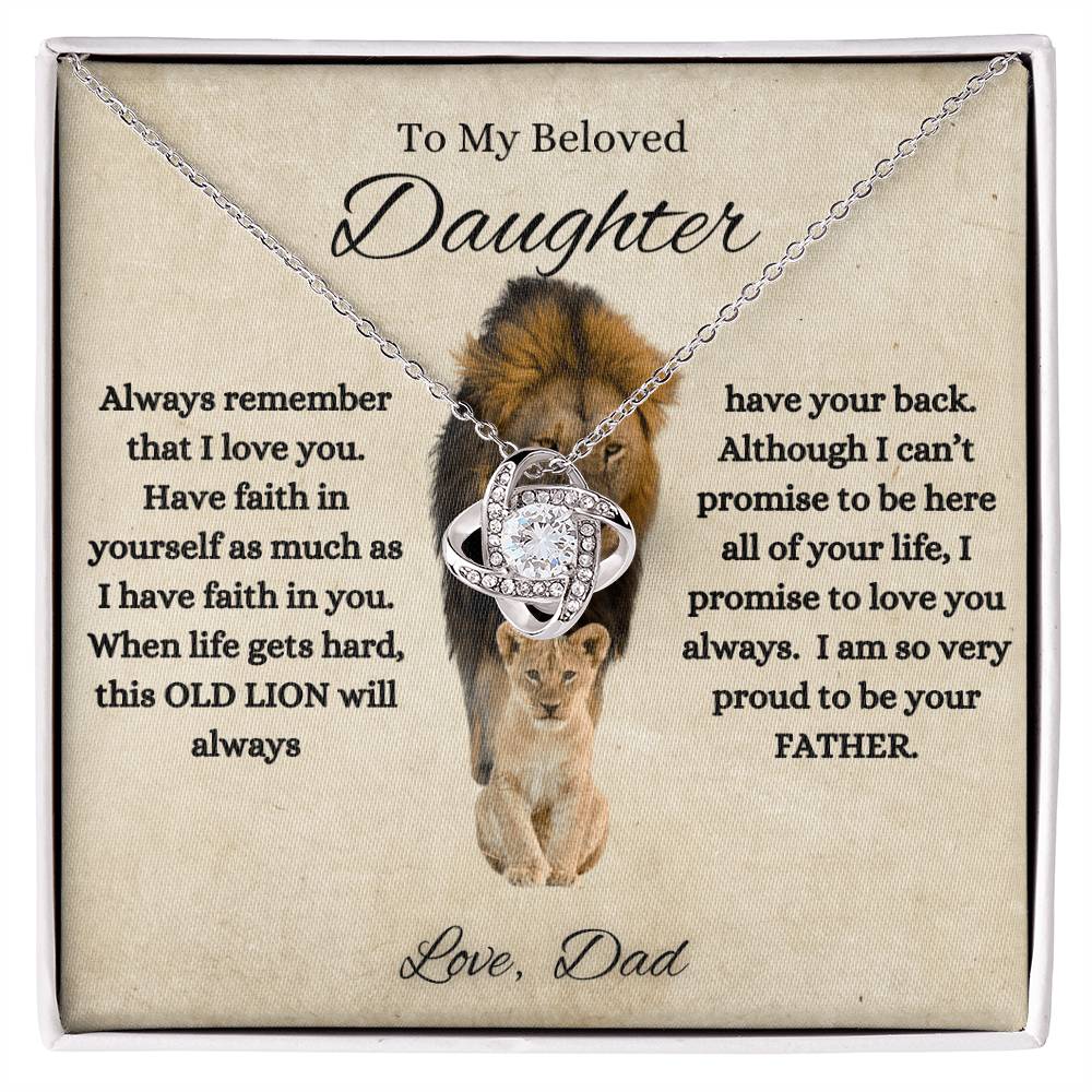 To My Beloved Daughter | Love Dad | Love Knot Necklace