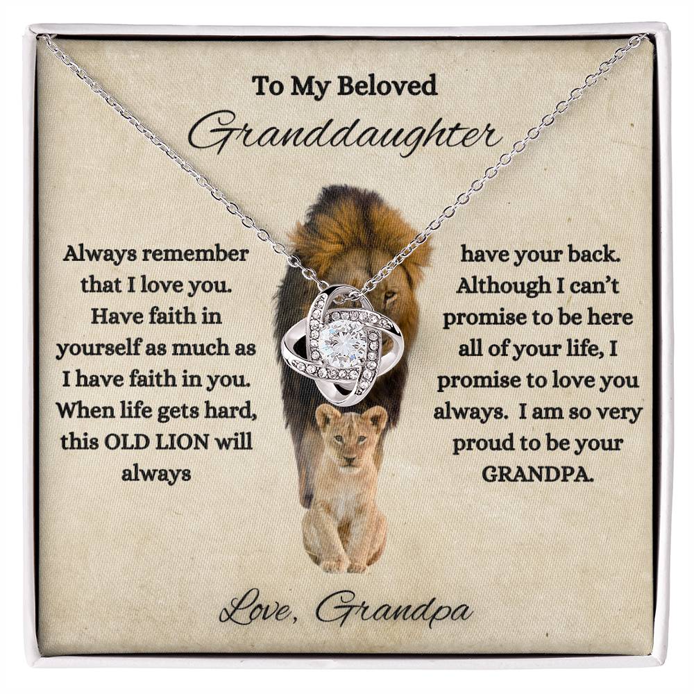 To My Beloved Granddaughter | Love Grandpa | Love Knot Necklace