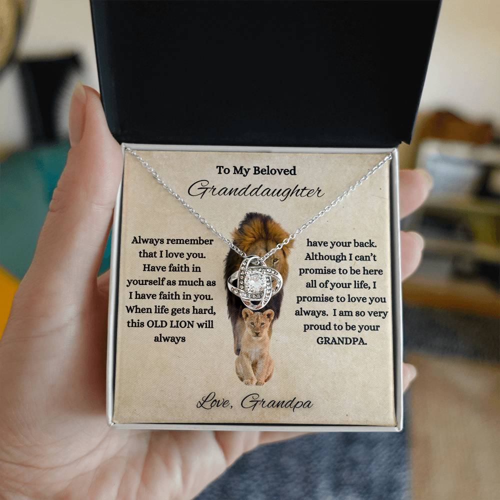 To My Beloved Granddaughter | Love Grandpa | Love Knot Necklace
