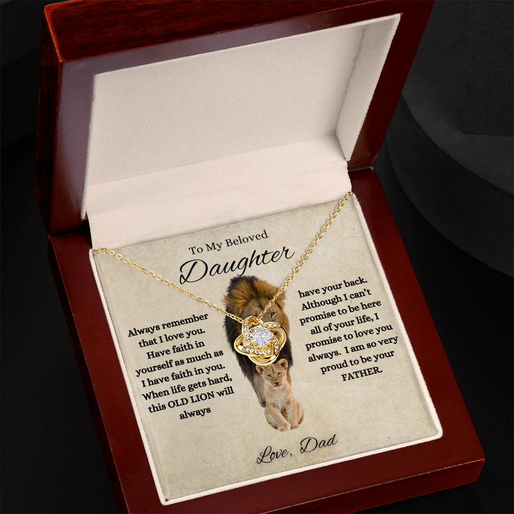 To My Beloved Daughter | Love Dad | Love Knot Necklace