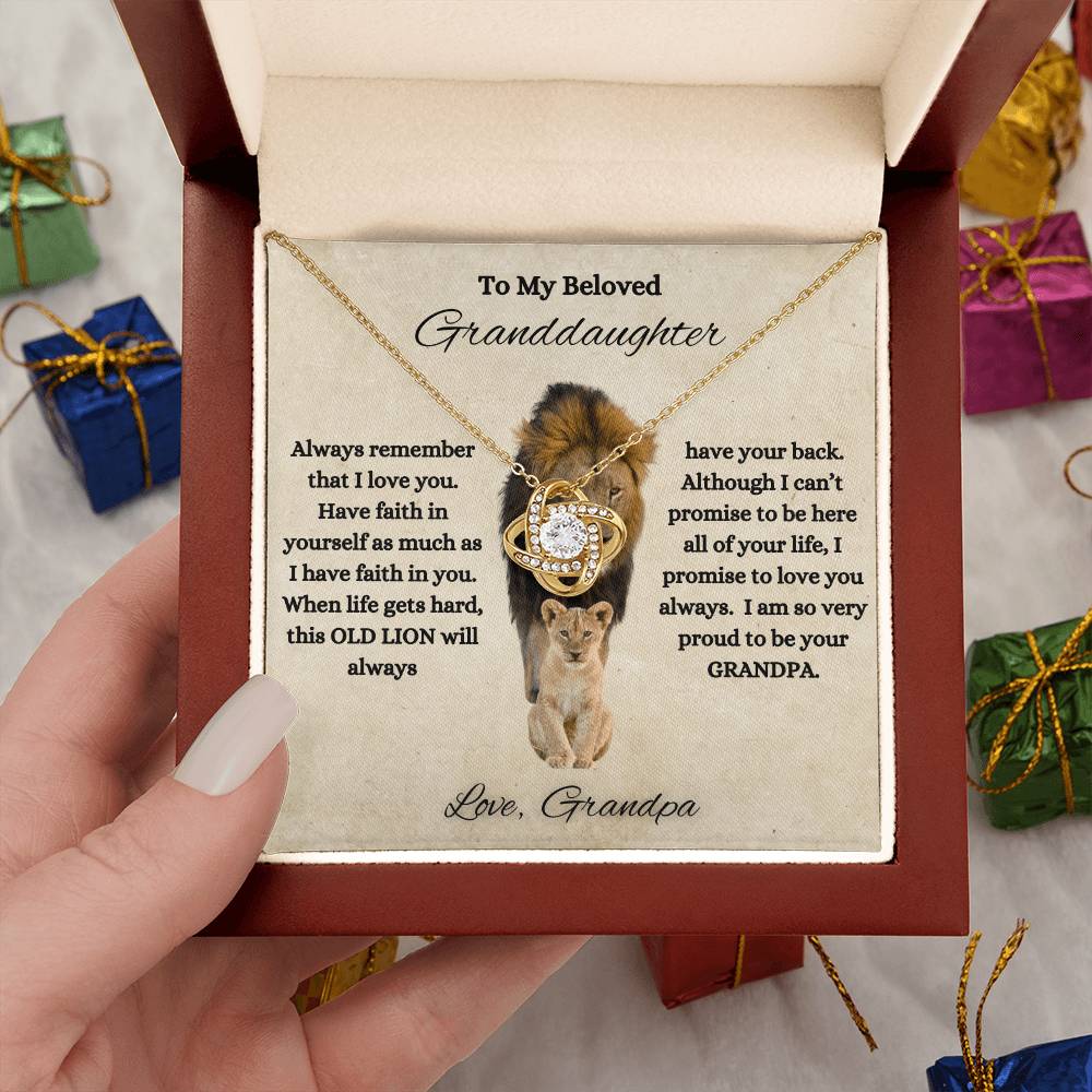 To My Beloved Granddaughter | Love Grandpa | Love Knot Necklace