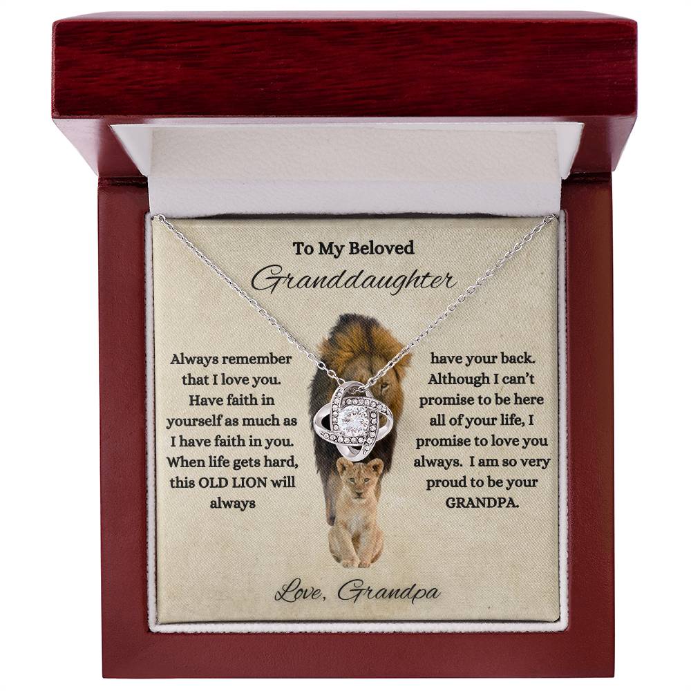 To My Beloved Granddaughter | Love Grandpa | Love Knot Necklace