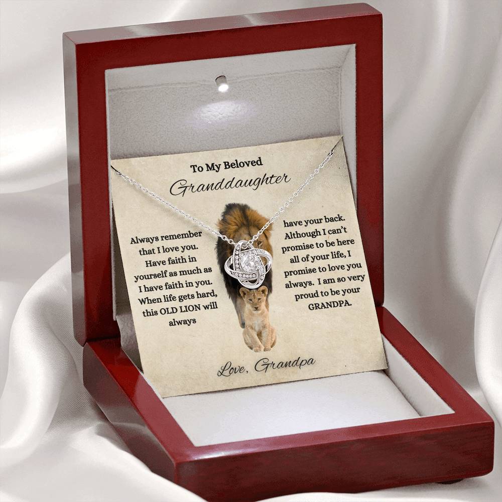 To My Beloved Granddaughter | Love Grandpa | Love Knot Necklace