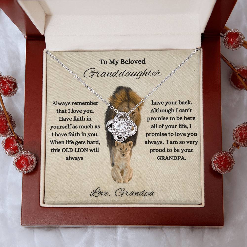 To My Beloved Granddaughter | Love Grandpa | Love Knot Necklace