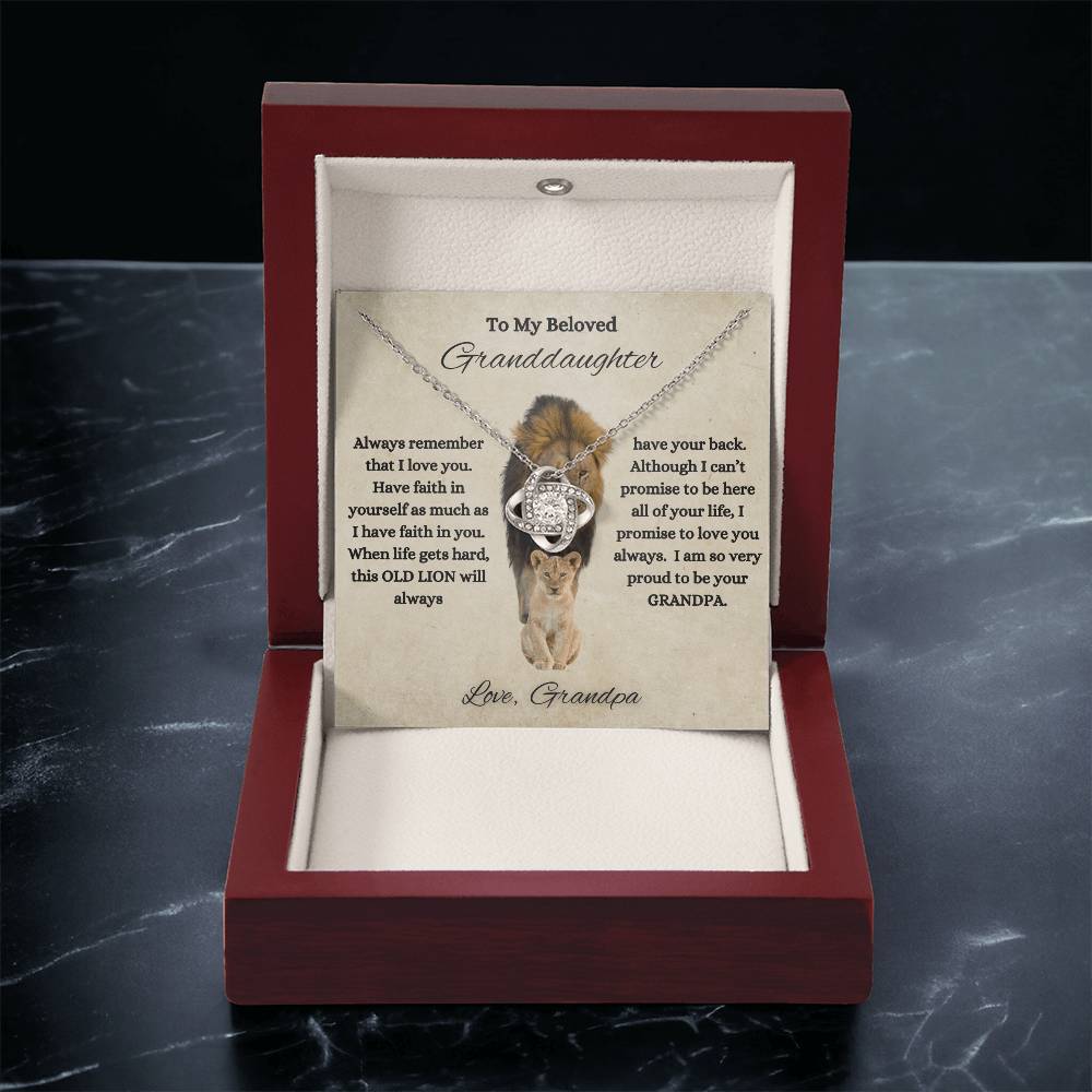 To My Beloved Granddaughter | Love Grandpa | Love Knot Necklace