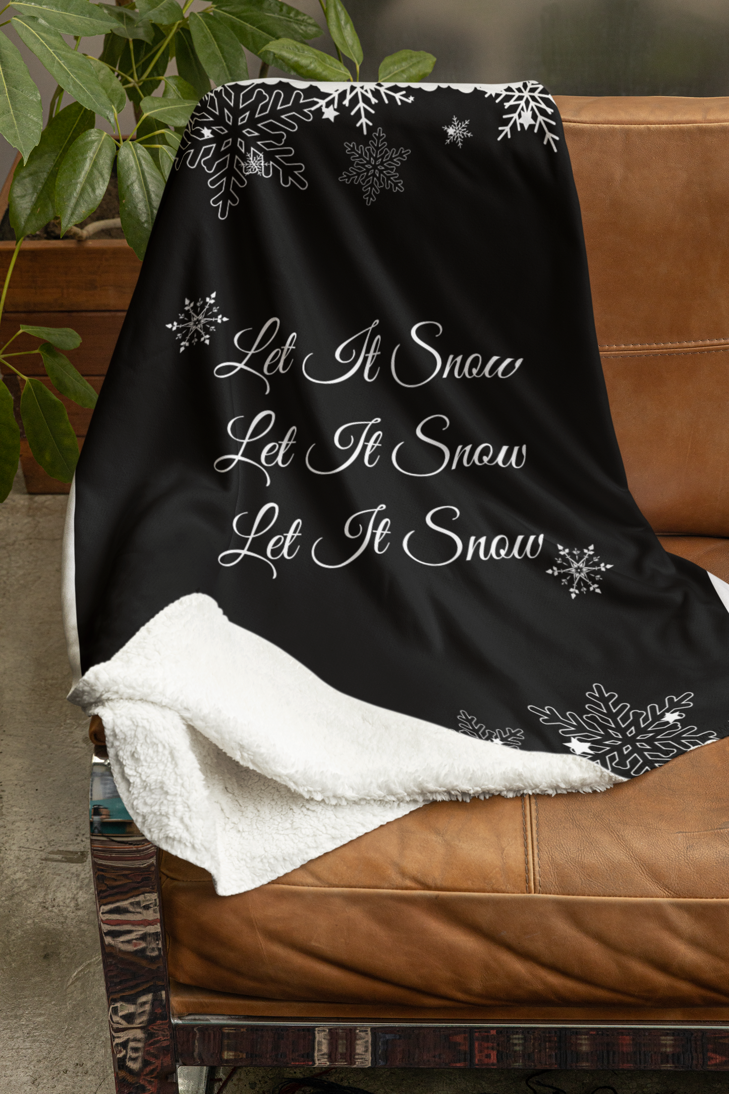 Let It Snow Premium Plush Sherpa Blanket