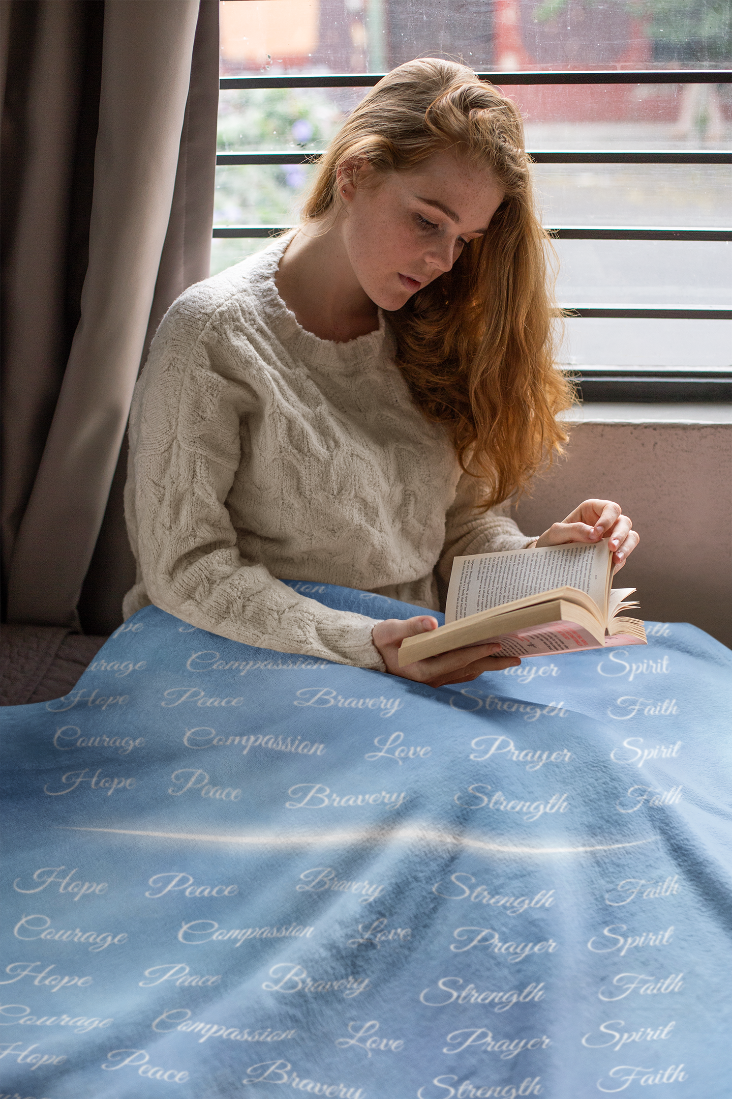 Love Courage Fleece Blanket |  Encouraging and Inspirational |  Blue