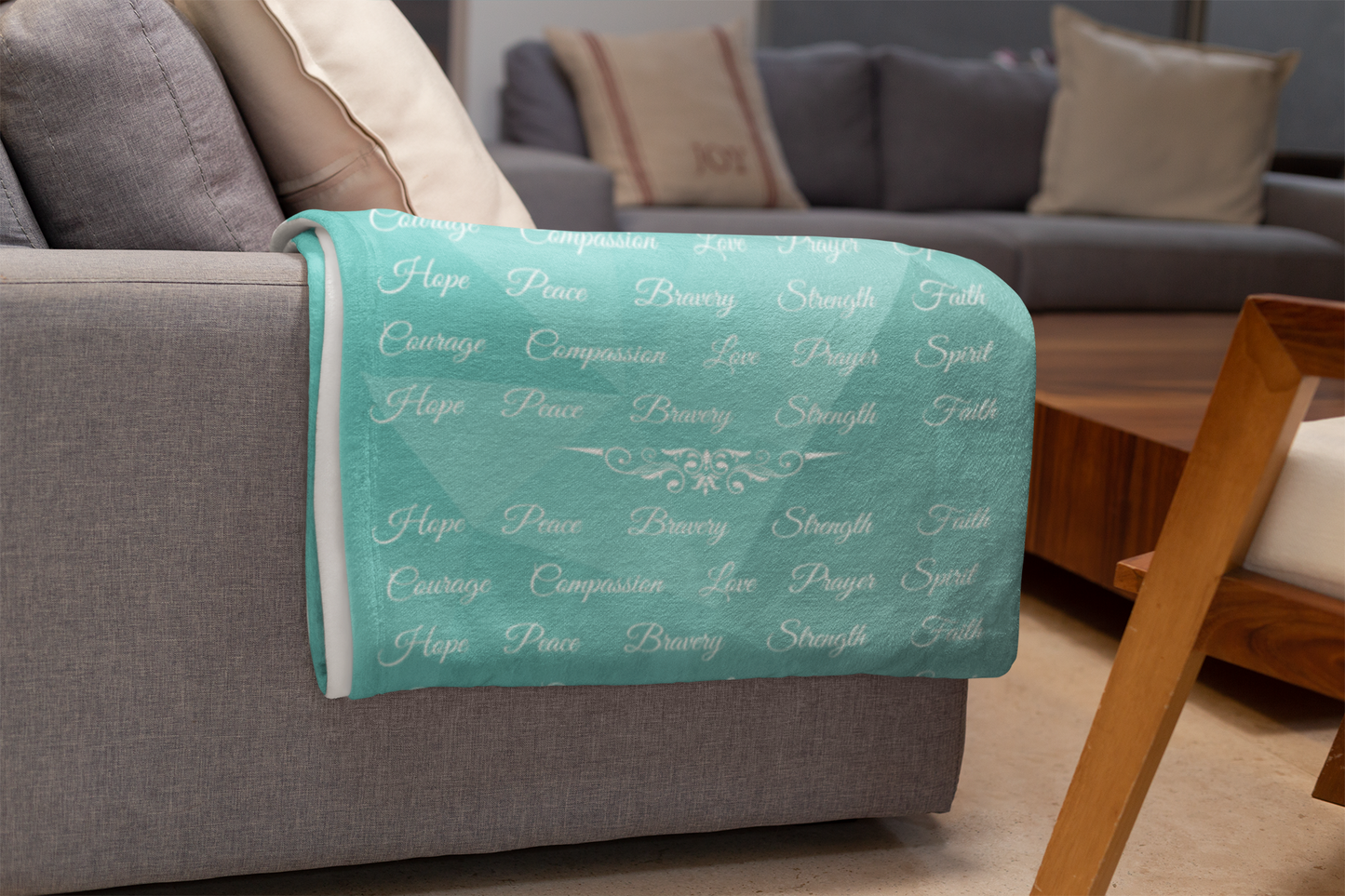 Love Courage Fleece Blanket |  Encouraging and Inspirational  |  Green