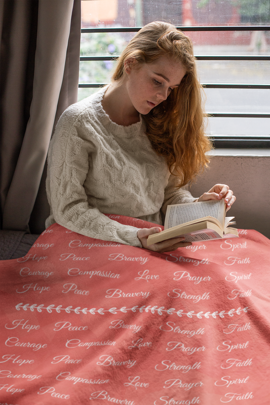 Love Courage Fleece Blanket |  Encouraging and Inspirational | Pumpkin