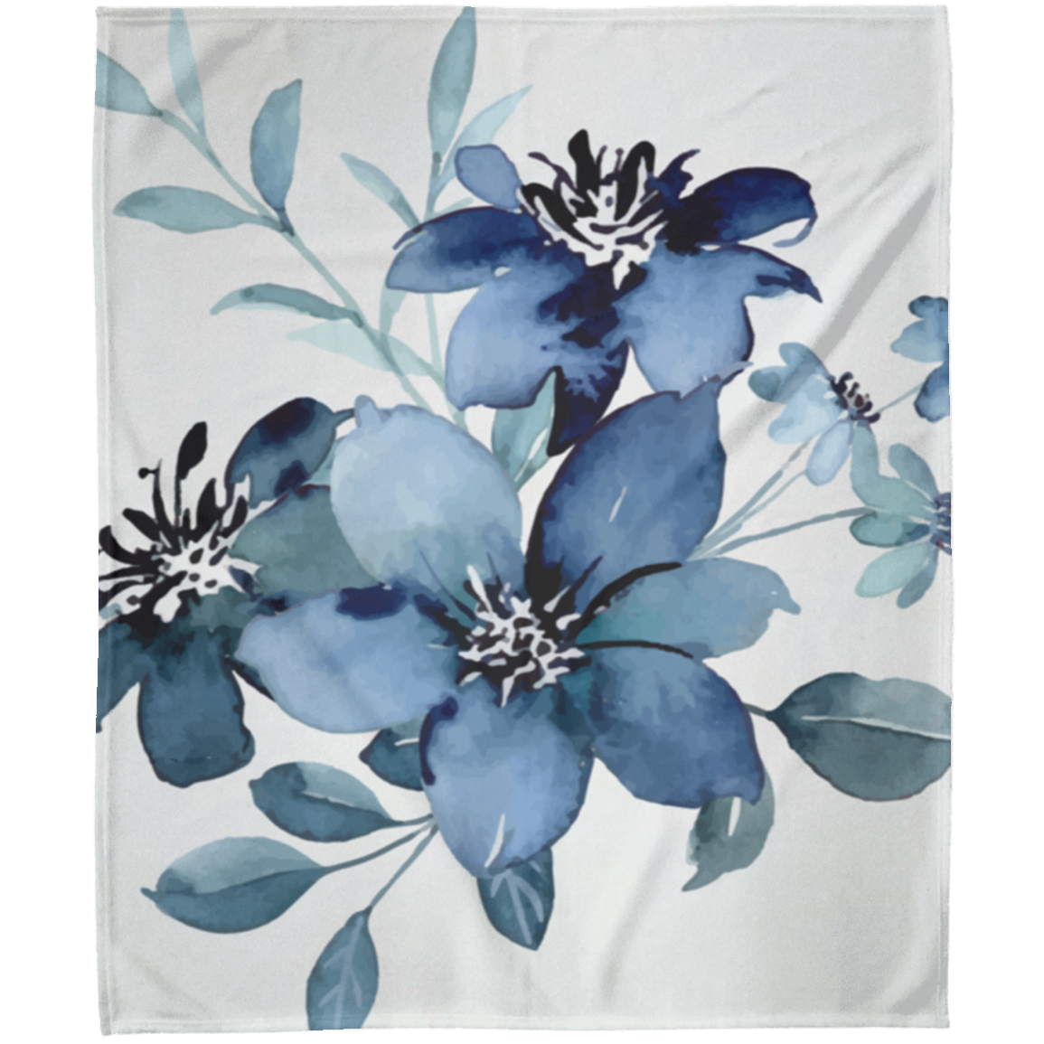 Blue Flowers Fleece Blanket