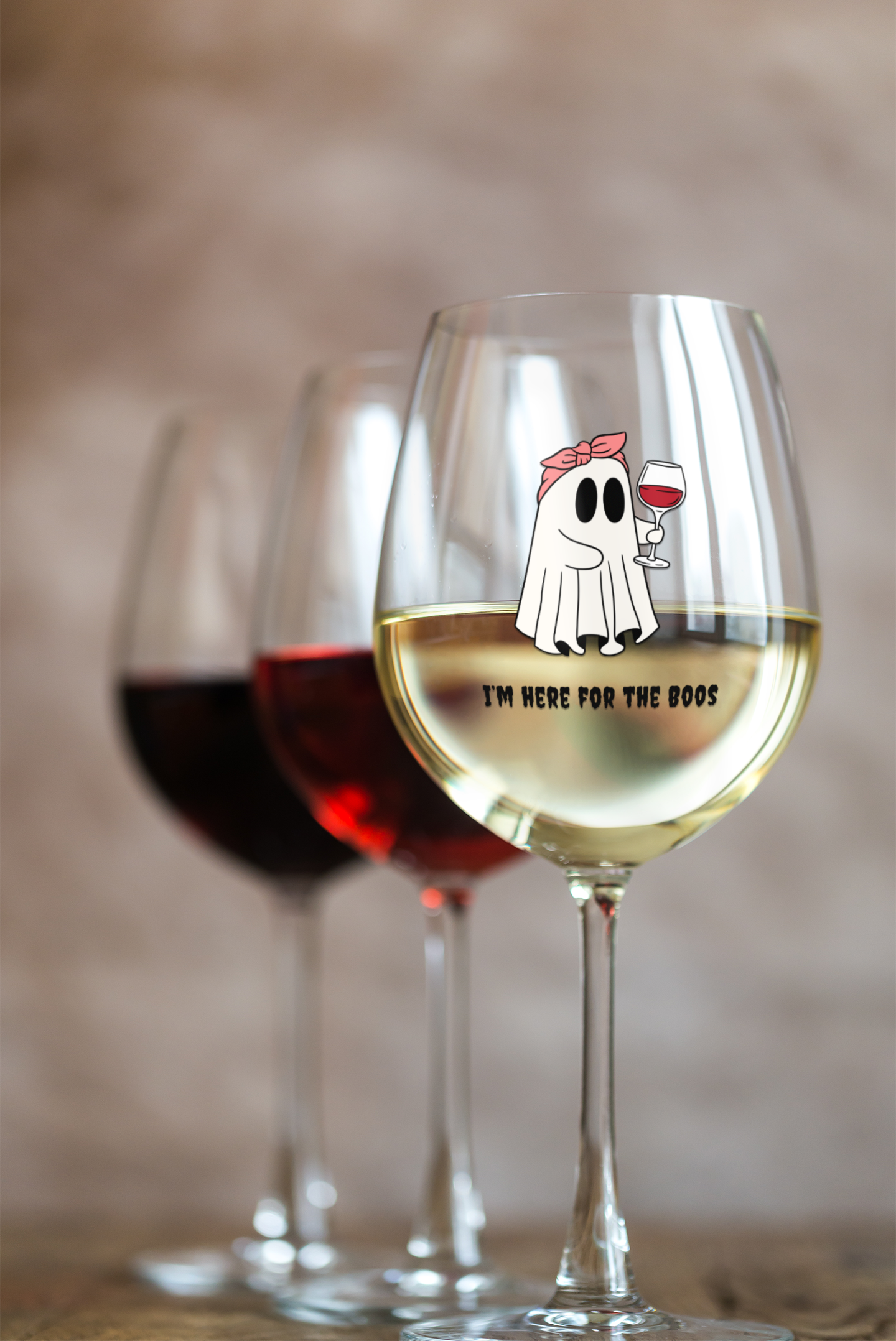 Halloween | Here for the Boos | Wine Glass, 12oz