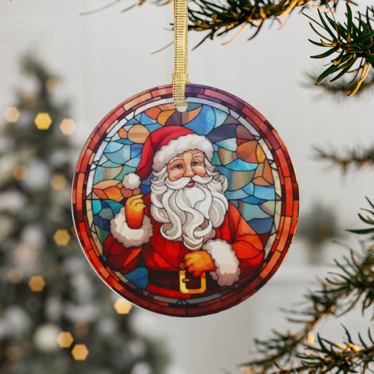 Saint Nick Acrylic Ornaments with Gold Ribbon | Glossy Finish | 3.5 inches