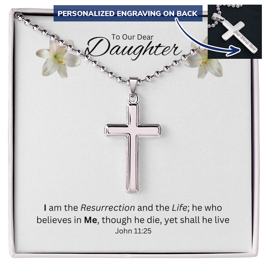 Easter Gifts For Daughter | Personalized Engraved Stainless Steel Cross | Religious Holiday | Enlightenment