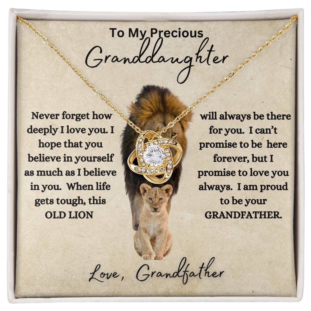 To My Precious Granddaughter |  Love Grandfather |  Love Knot Necklace