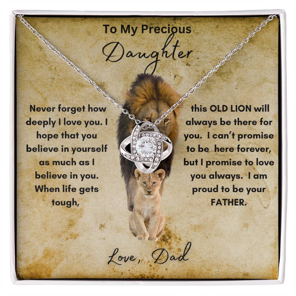 To My Precious Daughter | Love Dad  |  Love Knot Necklace