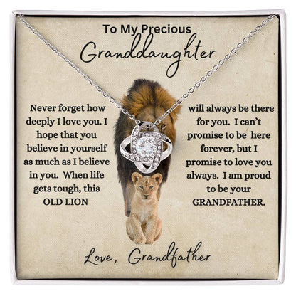 To My Precious Granddaughter |  Love Grandfather |  Love Knot Necklace