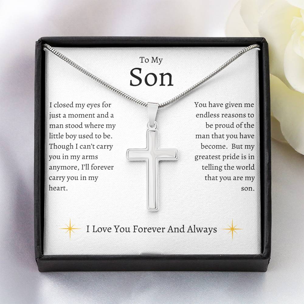 To My Son  |  Forever And Always | Artisan Cross Necklace