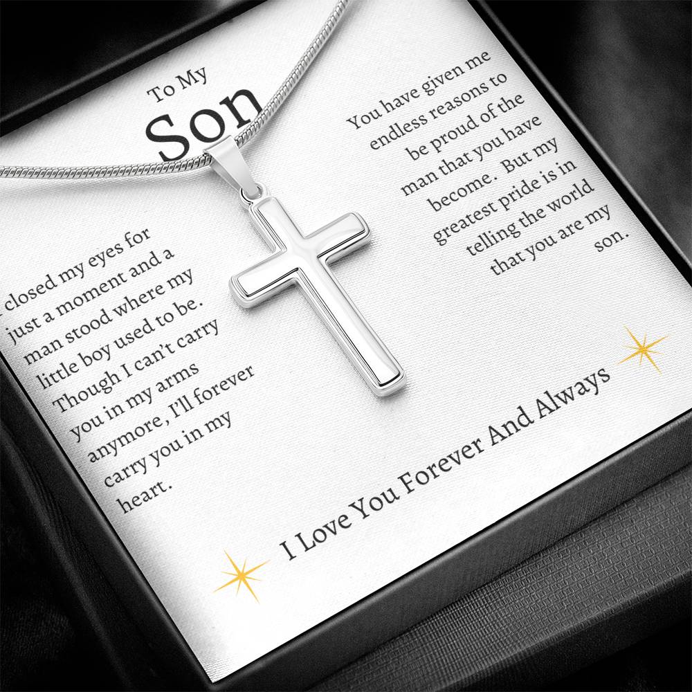 To My Son  |  Forever And Always | Artisan Cross Necklace