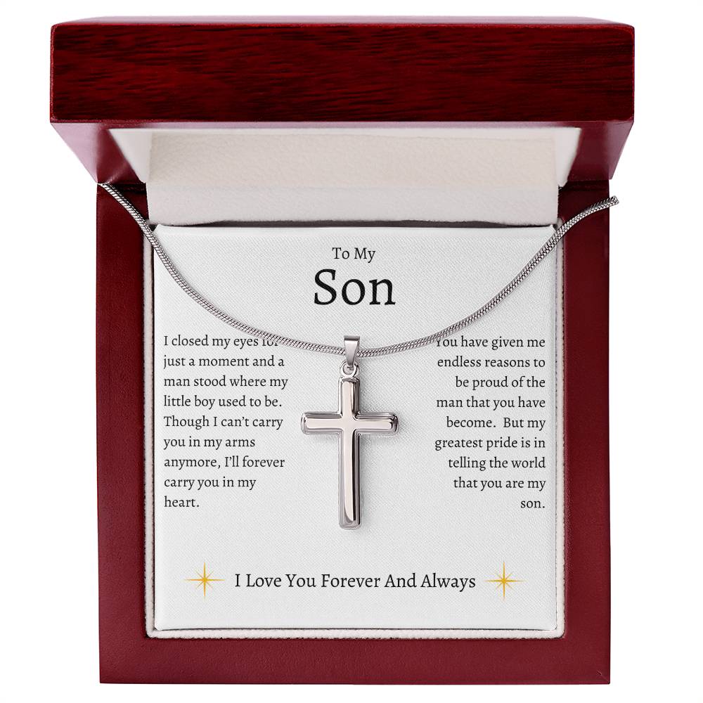 To My Son  |  Forever And Always | Artisan Cross Necklace