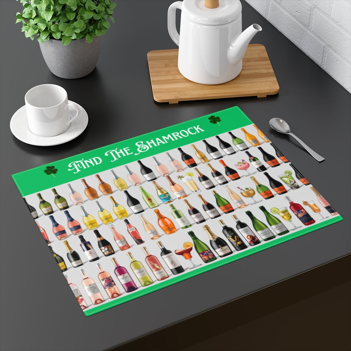 Find The Shamrock Cotton Placemat |  St. Patrick's Day |  18"x14"  | Washable